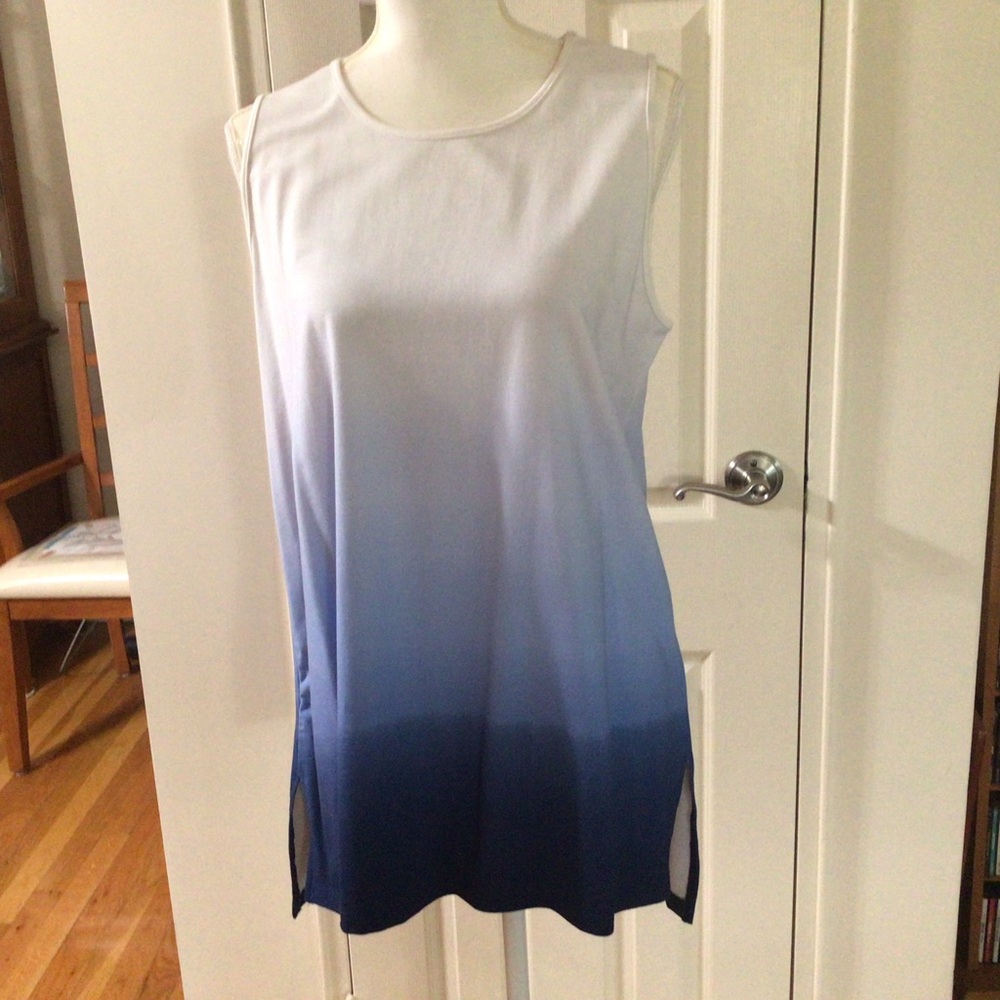 Liz Claiborne Studio Large Blue Ombre Sleeveless Tunic Top